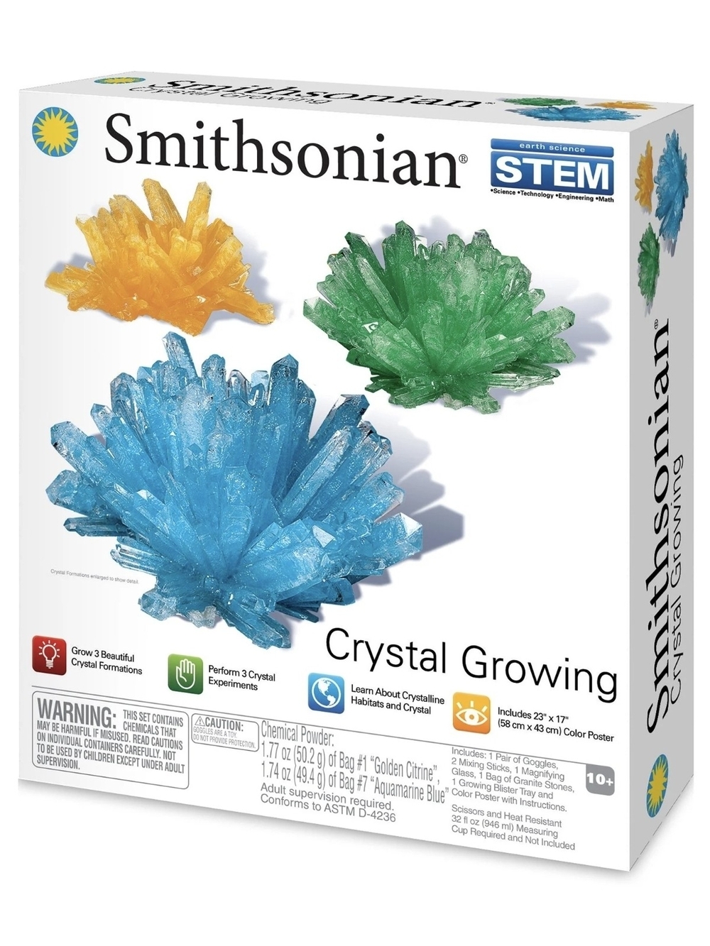 Smithsonian STEM Crystal Growing Kit – Blue, Green & Yellow